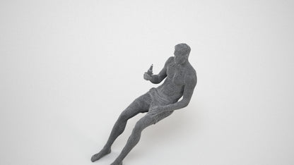 3D scanned man pool, photorealistic archviz people for Enscape and SketchUp, wireframe three-quarter view