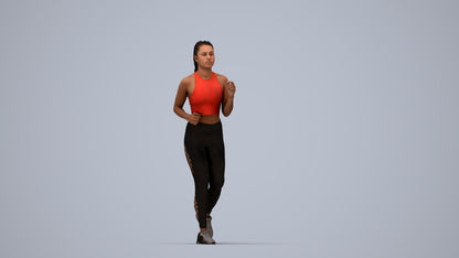 scanned 3D woman sport, photogrammetry people for Enscape and V-Ray, top-down view render