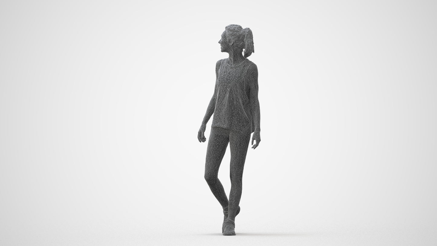 3D human model woman sport, photogrammetry scanned person for archviz, square thumbnail
