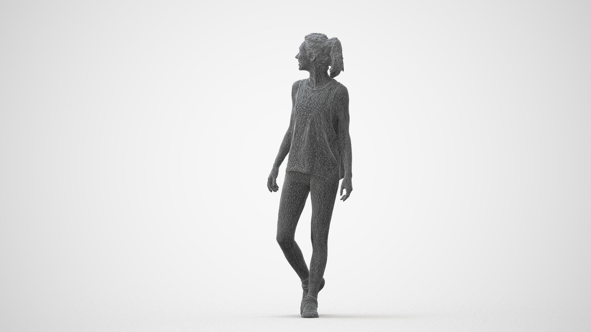 3D human model woman sport, photogrammetry scanned person for archviz, square thumbnail
