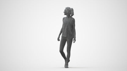 3D human model woman sport, photogrammetry scanned person for archviz, square thumbnail