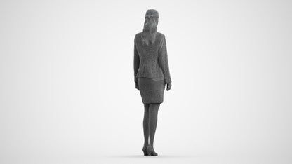 realistic 3D human woman business, archviz people FBX OBJ for Blender, wireframe front view