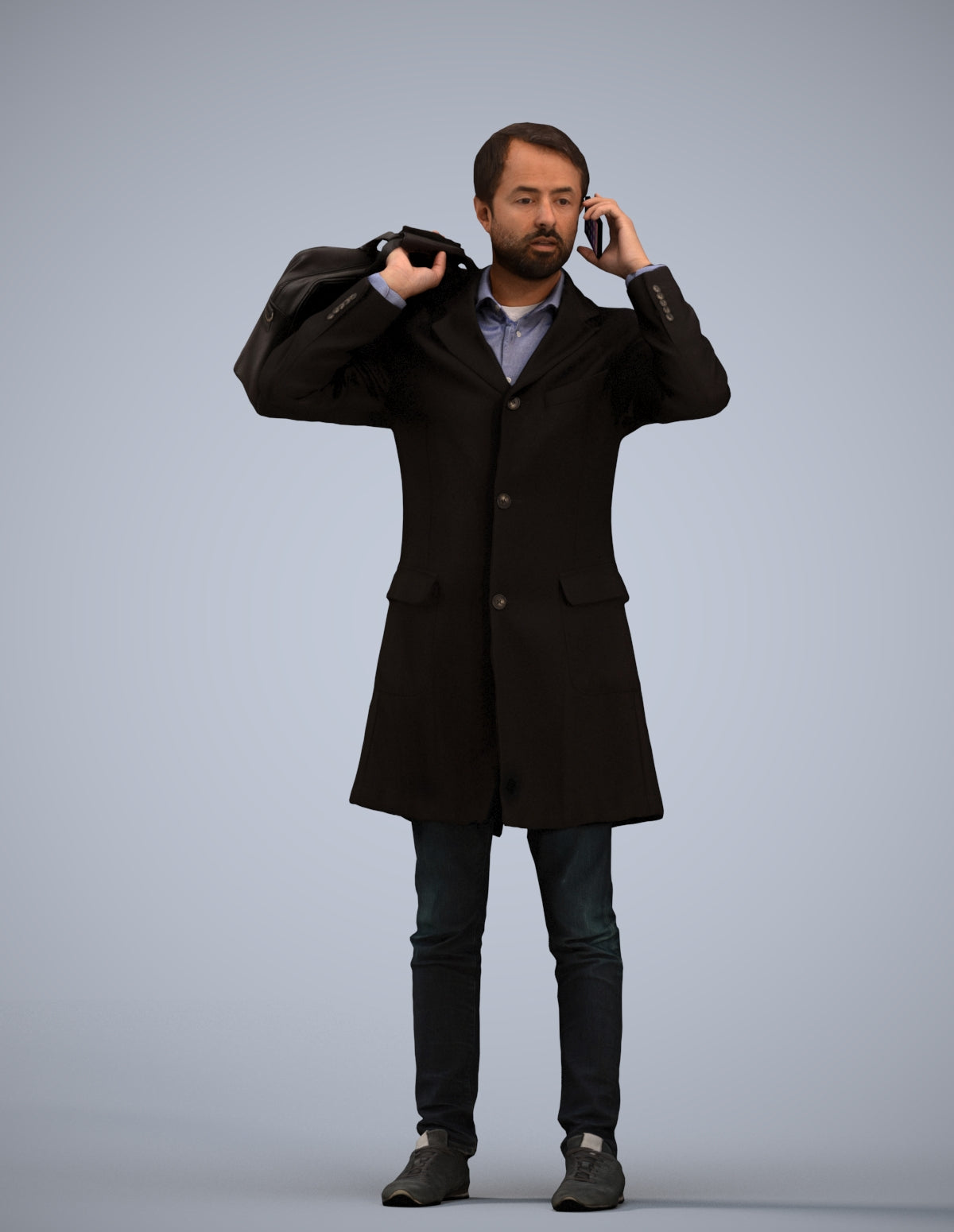 scanned 3D man business standing, photogrammetry people for Enscape and V-Ray