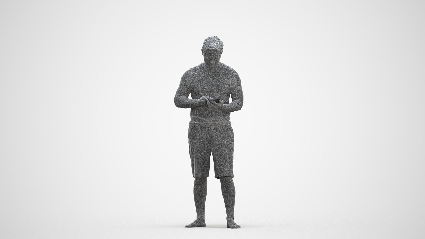 realistic 3D people man standing, render-ready for V-Ray and Corona, FBX OBJ, three-quarter front view render