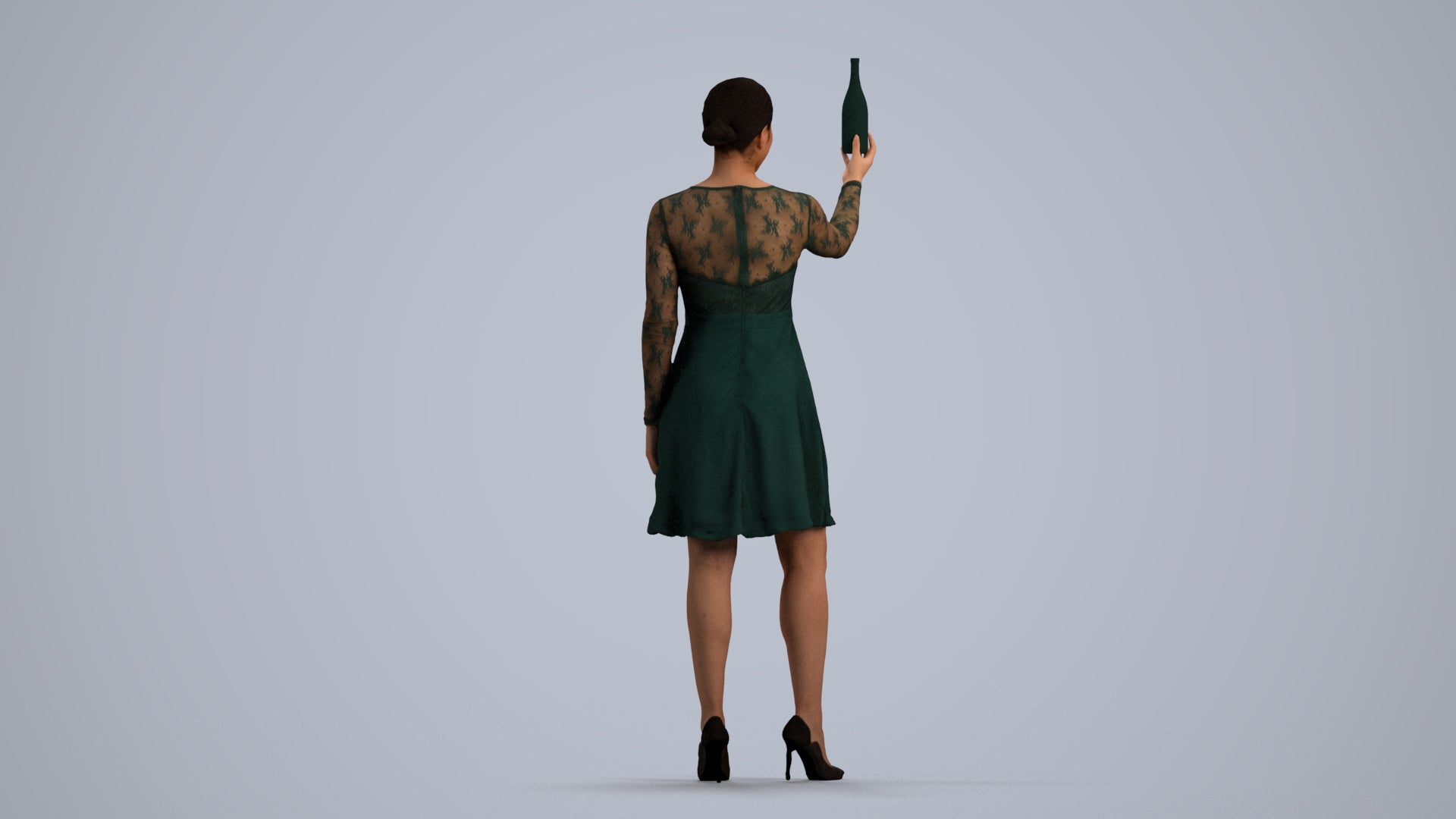 photogrammetry 3D woman casual hospitality, realistic human model archviz FBX, front view render