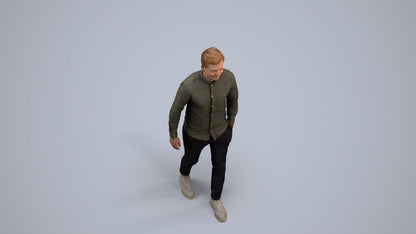 realistic 3D human man casual walking, archviz people FBX OBJ for Blender, back view render