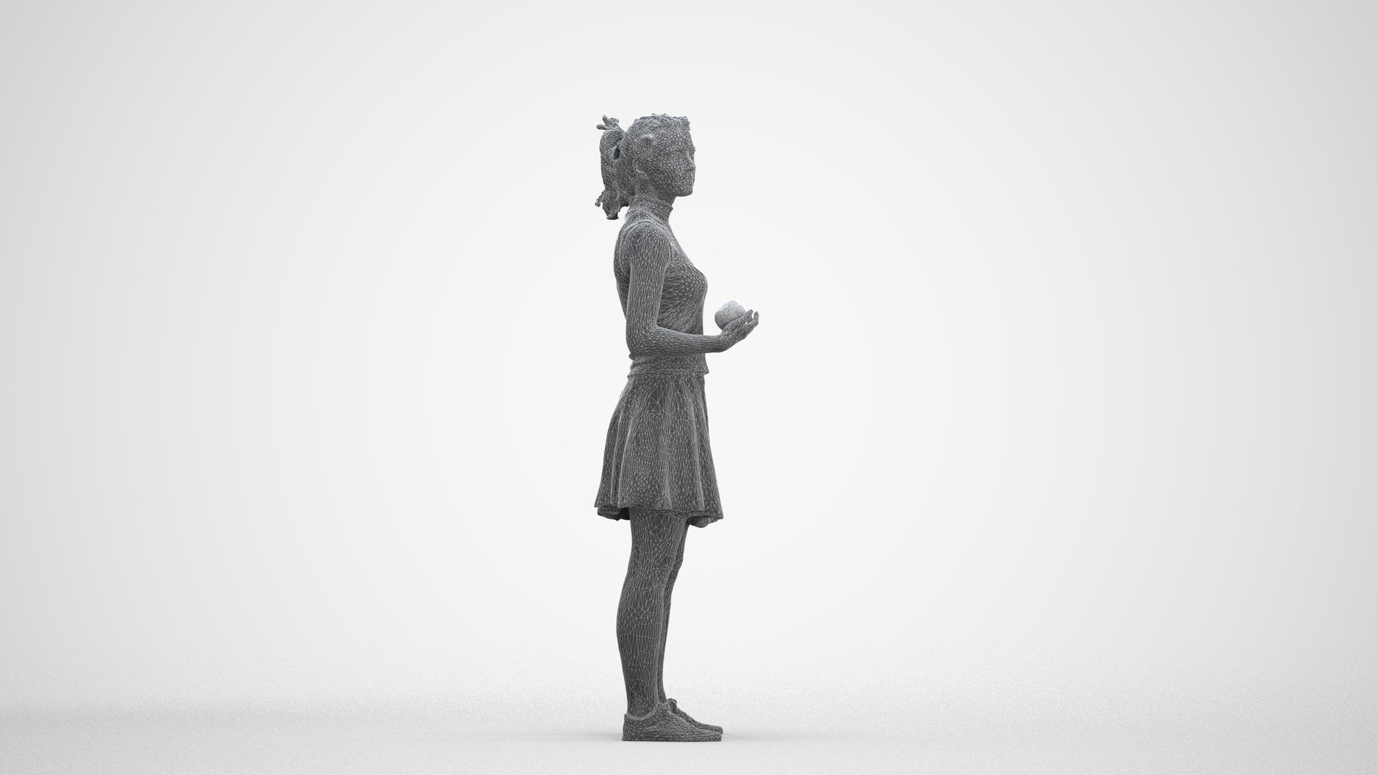 realistic 3D woman casual standing, scanned archviz people for Blender and 3ds Max, three-quarter front view render
