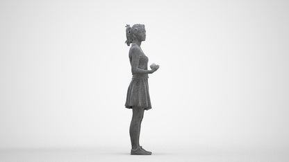 realistic 3D woman casual standing, scanned archviz people for Blender and 3ds Max, three-quarter front view render