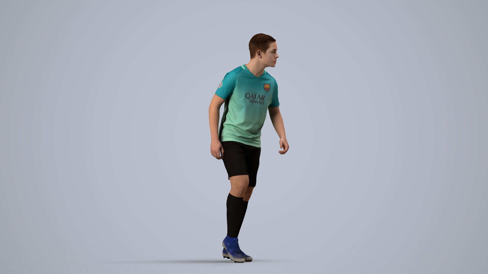 scanned 3D boy sport, photogrammetry people for Enscape and V-Ray, side view render