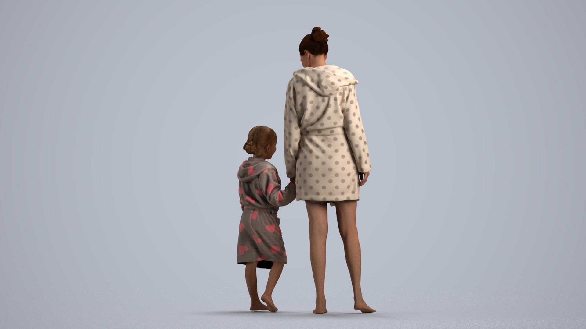 realistic 3D human girl casual kids, archviz people FBX OBJ for Blender, front view render