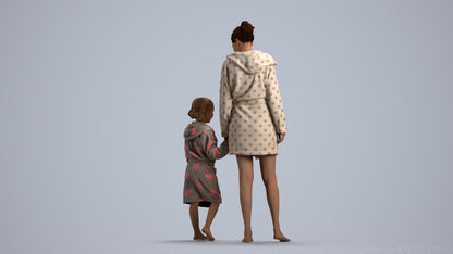realistic 3D human girl casual kids, archviz people FBX OBJ for Blender, front view render