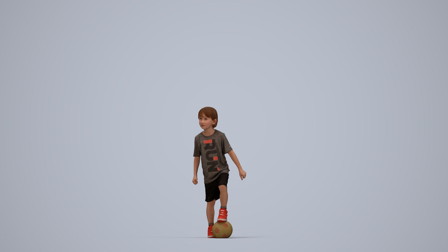 photogrammetry 3D boy casual kids, realistic human model archviz FBX, top-down view render