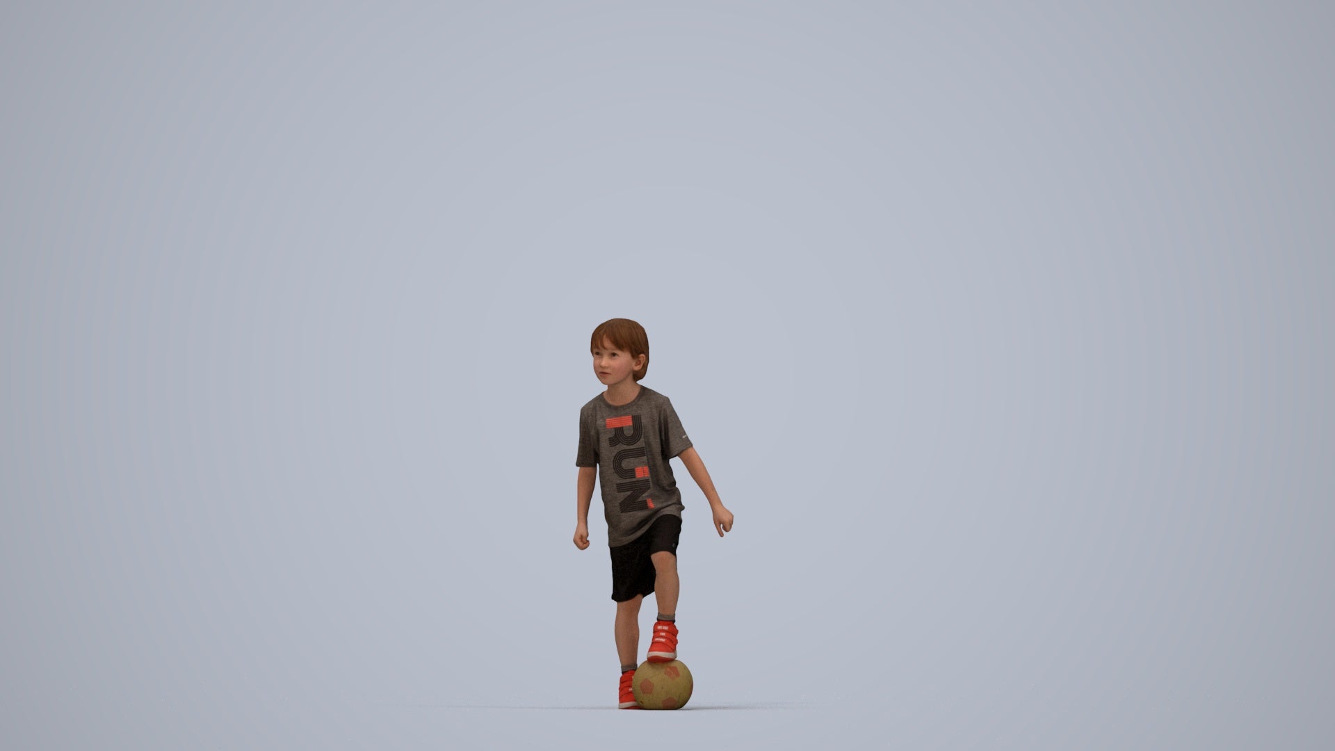 photogrammetry 3D boy casual kids, realistic human model archviz FBX, top-down view render