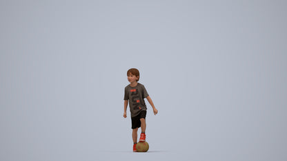 photogrammetry 3D boy casual kids, realistic human model archviz FBX, top-down view render