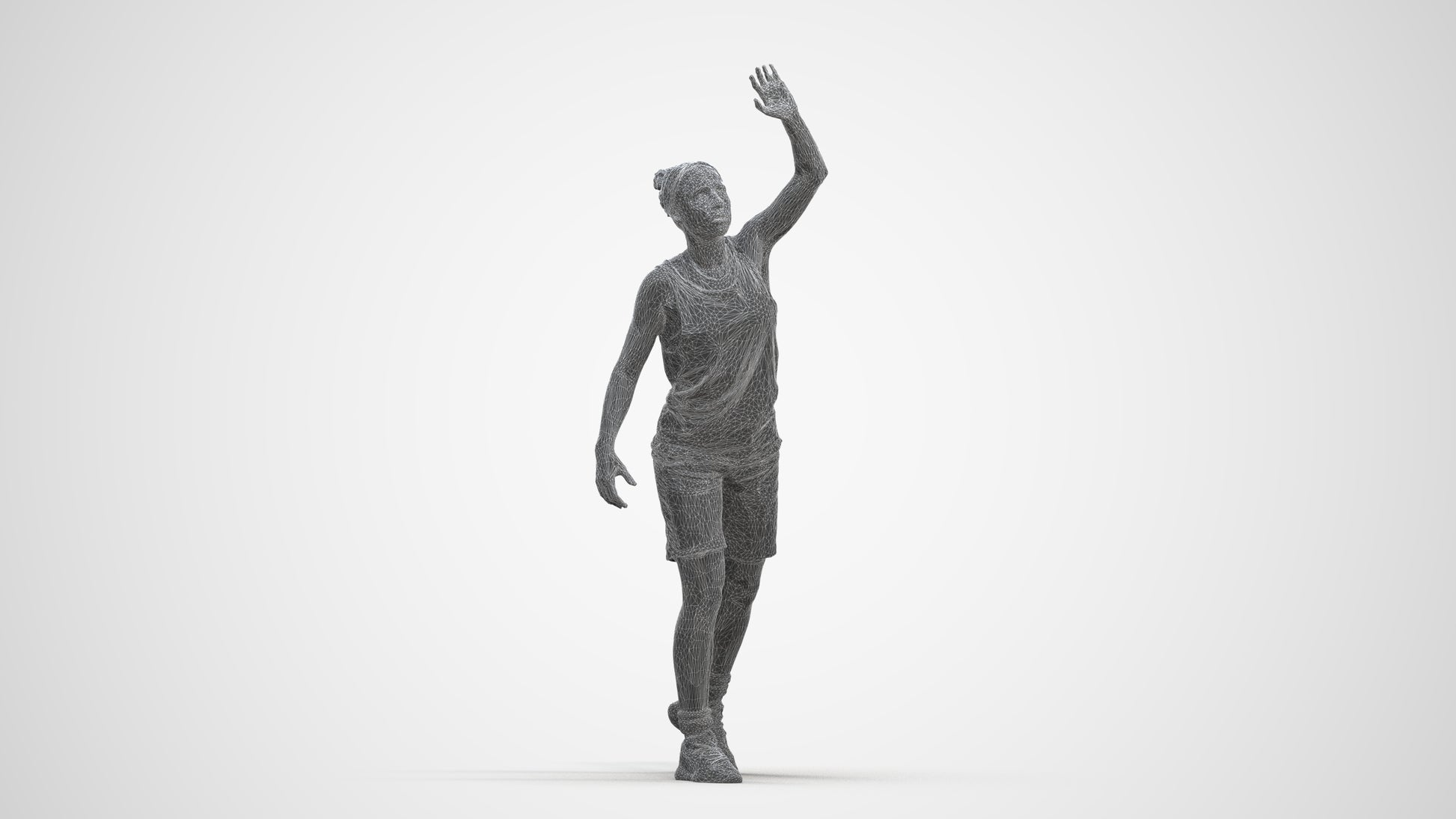 realistic 3D people woman sport, render-ready for V-Ray and Corona, FBX OBJ, three-quarter front view render