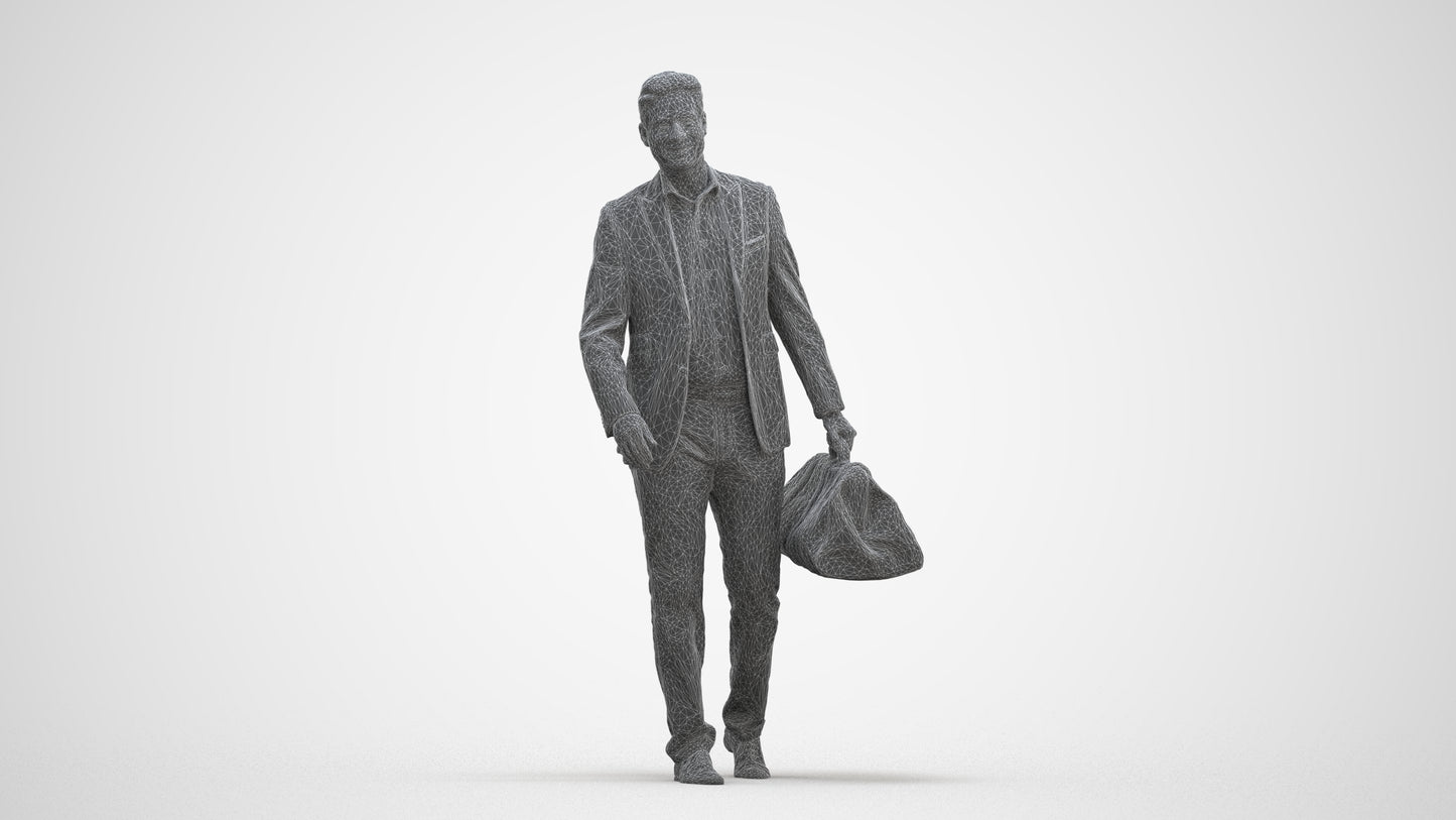 realistic 3D people man business walking, render-ready for V-Ray and Corona, FBX OBJ, three-quarter front view render