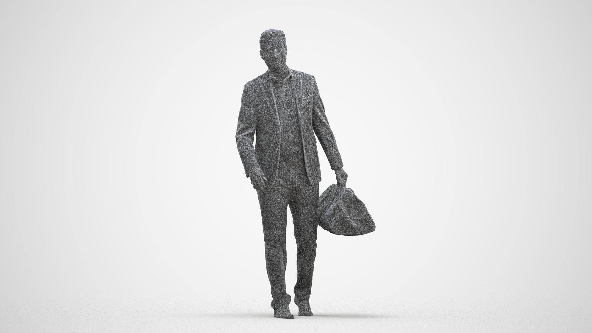 realistic 3D people man business walking, render-ready for V-Ray and Corona, FBX OBJ, three-quarter front view render