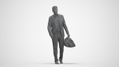realistic 3D people man business walking, render-ready for V-Ray and Corona, FBX OBJ, three-quarter front view render