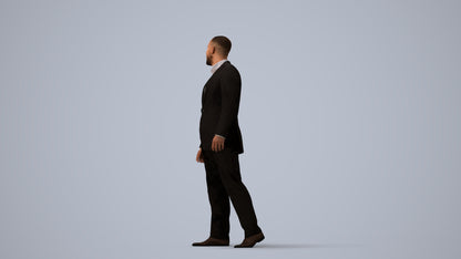 photogrammetry 3D man business, realistic human model archviz FBX, three-quarter view render