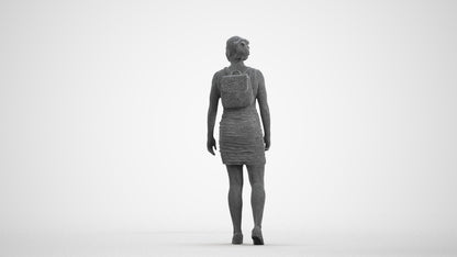3D people model girl casual kids, scanned human for 3ds Max rendering, wireframe front view