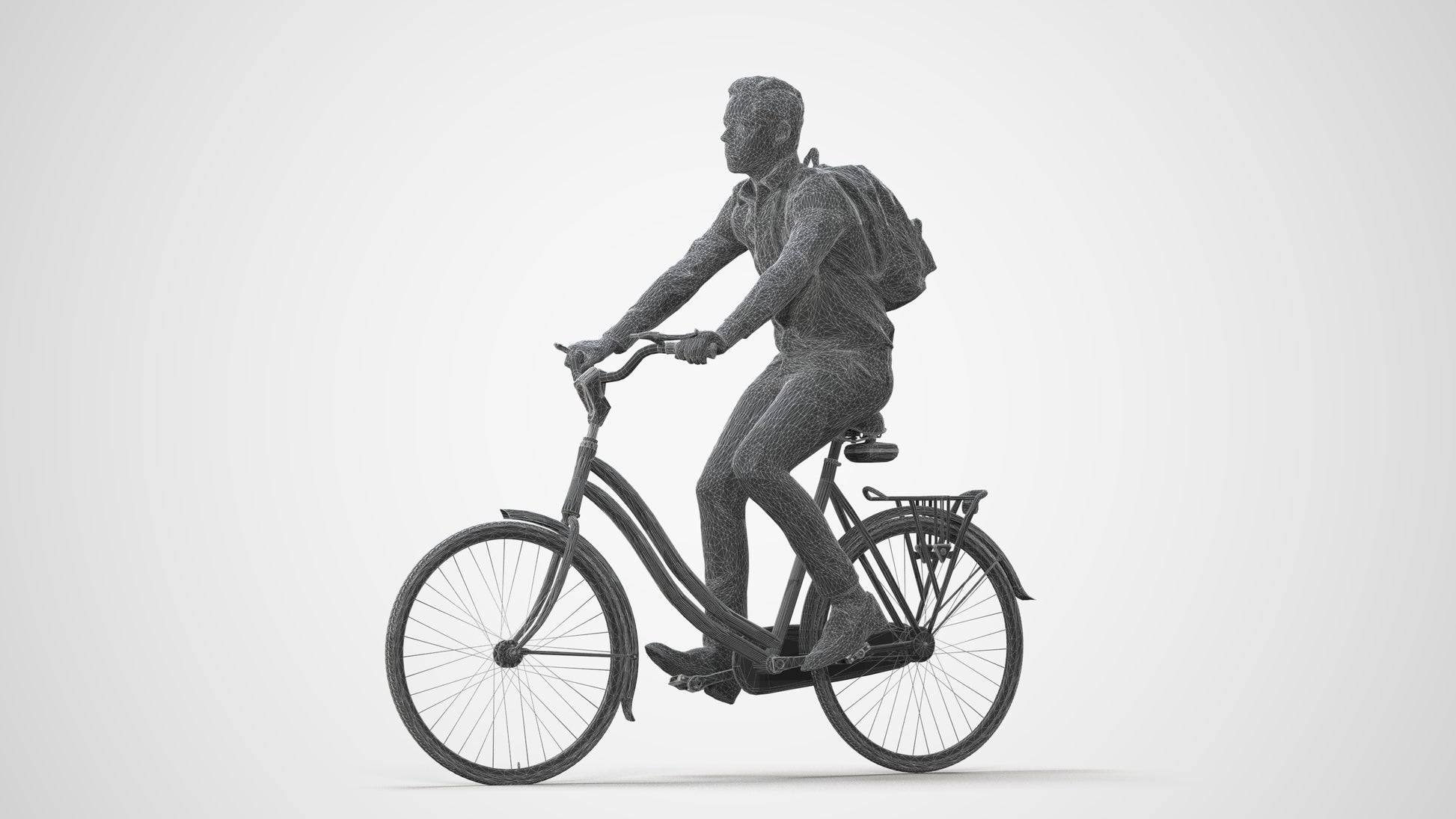 realistic 3D human boy business cycling, archviz people FBX OBJ for Blender, square thumbnail
