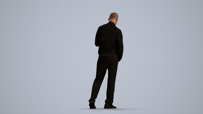3D people model man walking, scanned human for 3ds Max rendering, front view render