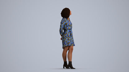 3D people model woman casual standing, scanned human for 3ds Max rendering, front view render