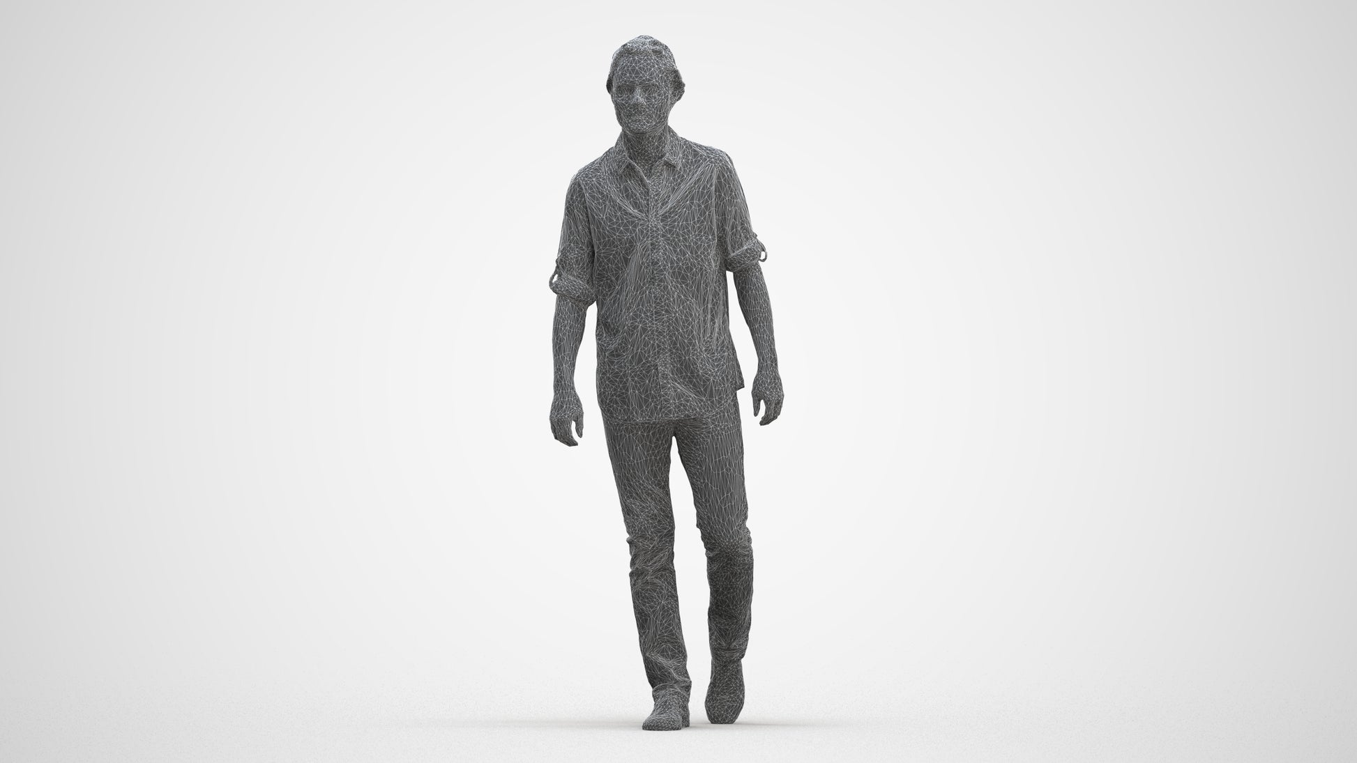 realistic 3D people man casual standing, render-ready for V-Ray and Corona, FBX OBJ, three-quarter front view render