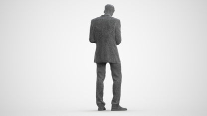 realistic 3D human man business, archviz people FBX OBJ for Blender, wireframe front view