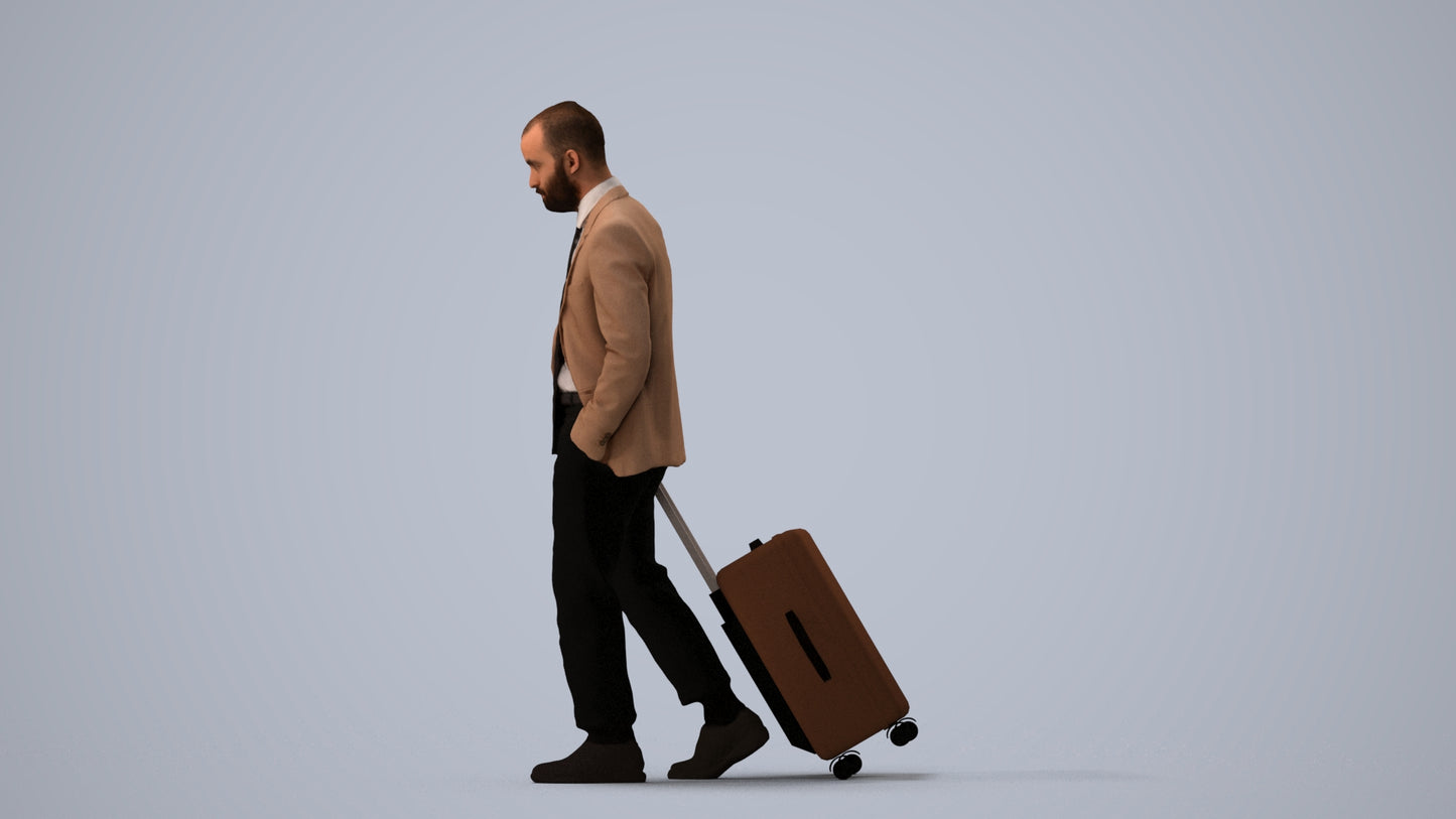realistic 3D people man business, render-ready for V-Ray and Corona, FBX OBJ, three-quarter view render