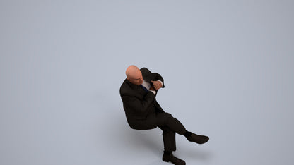 realistic 3D human senior man business mix, archviz people FBX OBJ for Blender, back view render