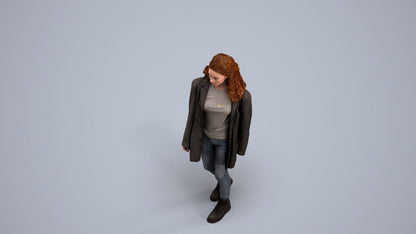 scanned 3D woman casual walking, photogrammetry people for Enscape and V-Ray, back view render