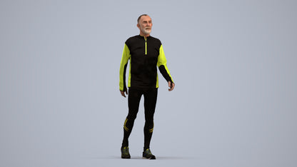 3D people model senior man sport, scanned human for 3ds Max rendering, standing pose render