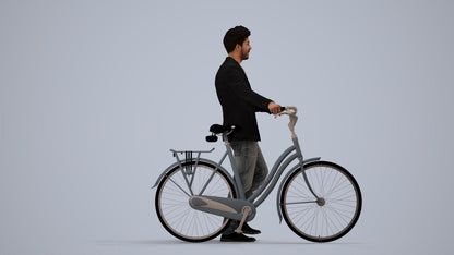 realistic 3D people man casual cycling, render-ready for V-Ray and Corona, FBX OBJ, side view render