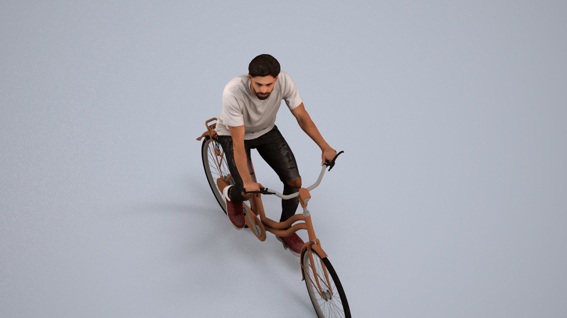 realistic 3D people man casual cycling, render-ready for V-Ray and Corona, FBX OBJ, back view render