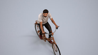 realistic 3D people man casual cycling, render-ready for V-Ray and Corona, FBX OBJ, back view render