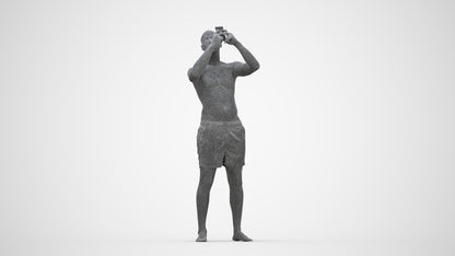 scanned 3D man pool, photogrammetry people for Enscape and V-Ray, wireframe back view