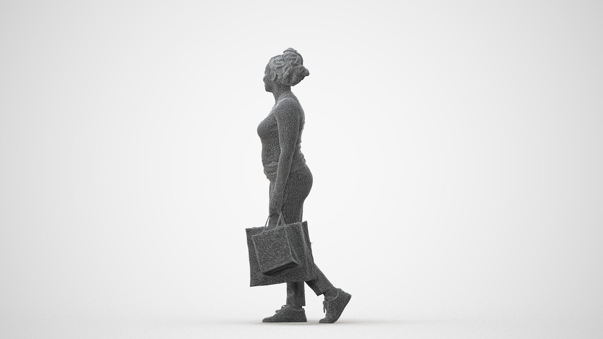 3D people model woman casual shopping, scanned human for 3ds Max rendering, square thumbnail