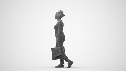 3D people model woman casual shopping, scanned human for 3ds Max rendering, square thumbnail