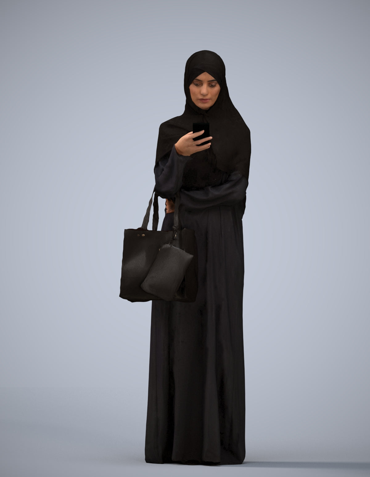 3D human model woman standing, photogrammetry scanned person for archviz