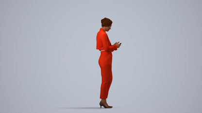scanned 3D woman business standing, photogrammetry people for Enscape and V-Ray, side view render