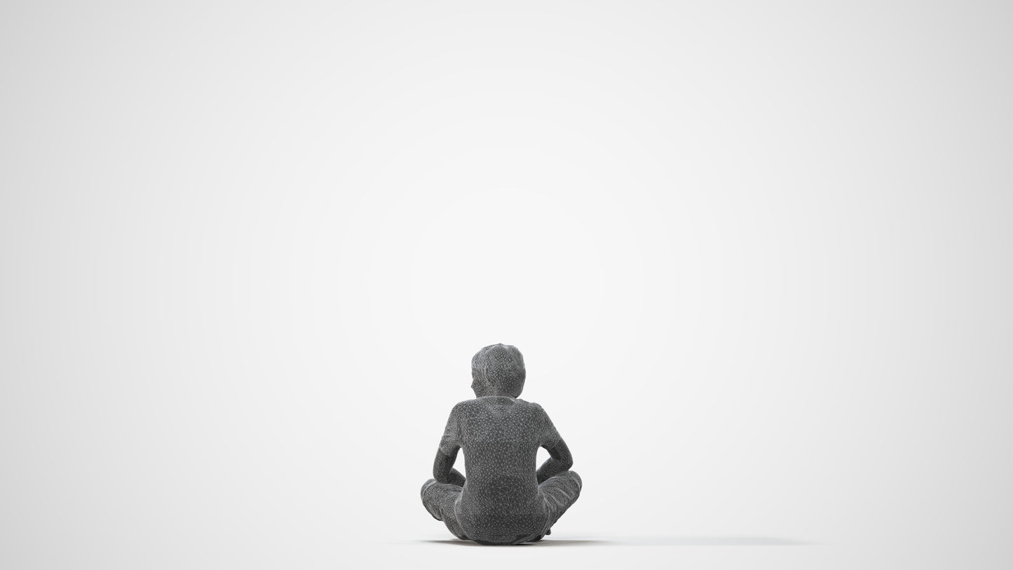 3D human model boy casual kids, photogrammetry scanned person for archviz, square thumbnail