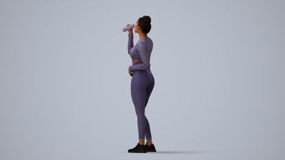 realistic 3D woman sport, scanned archviz people for Blender and 3ds Max, three-quarter view render