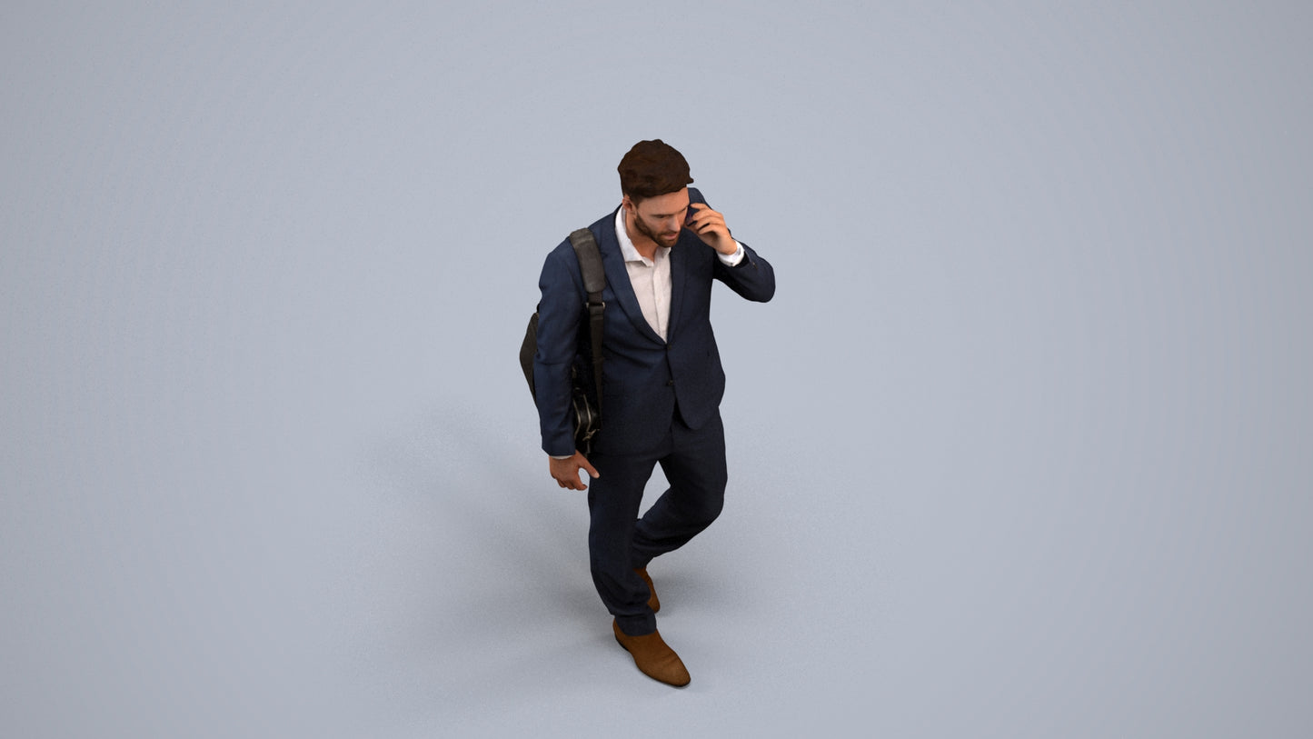 3D scanned man business, photorealistic archviz people for Enscape and SketchUp, back view render