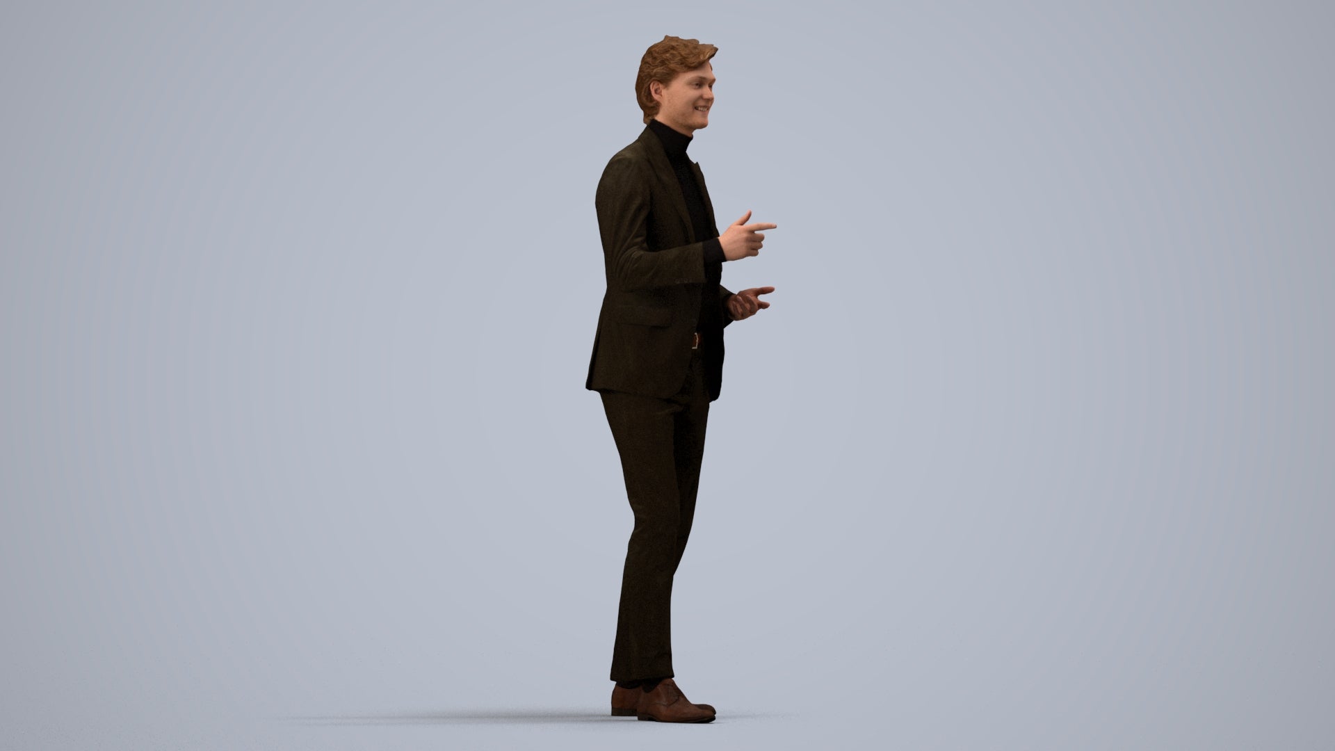 realistic 3D man business, scanned archviz people for Blender and 3ds Max, side view render