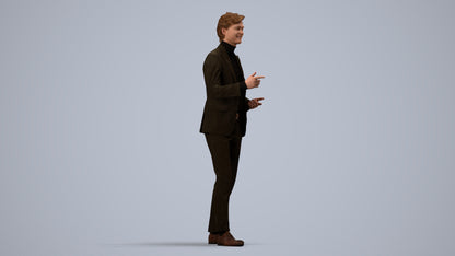 realistic 3D man business, scanned archviz people for Blender and 3ds Max, side view render
