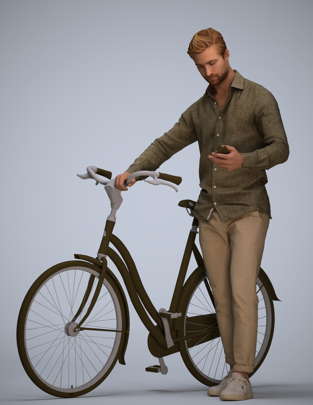 realistic 3D people man casual cycling, render-ready for V-Ray and Corona, FBX OBJ