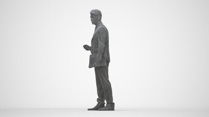 realistic 3D people man business, render-ready for V-Ray and Corona, FBX OBJ, wireframe back view