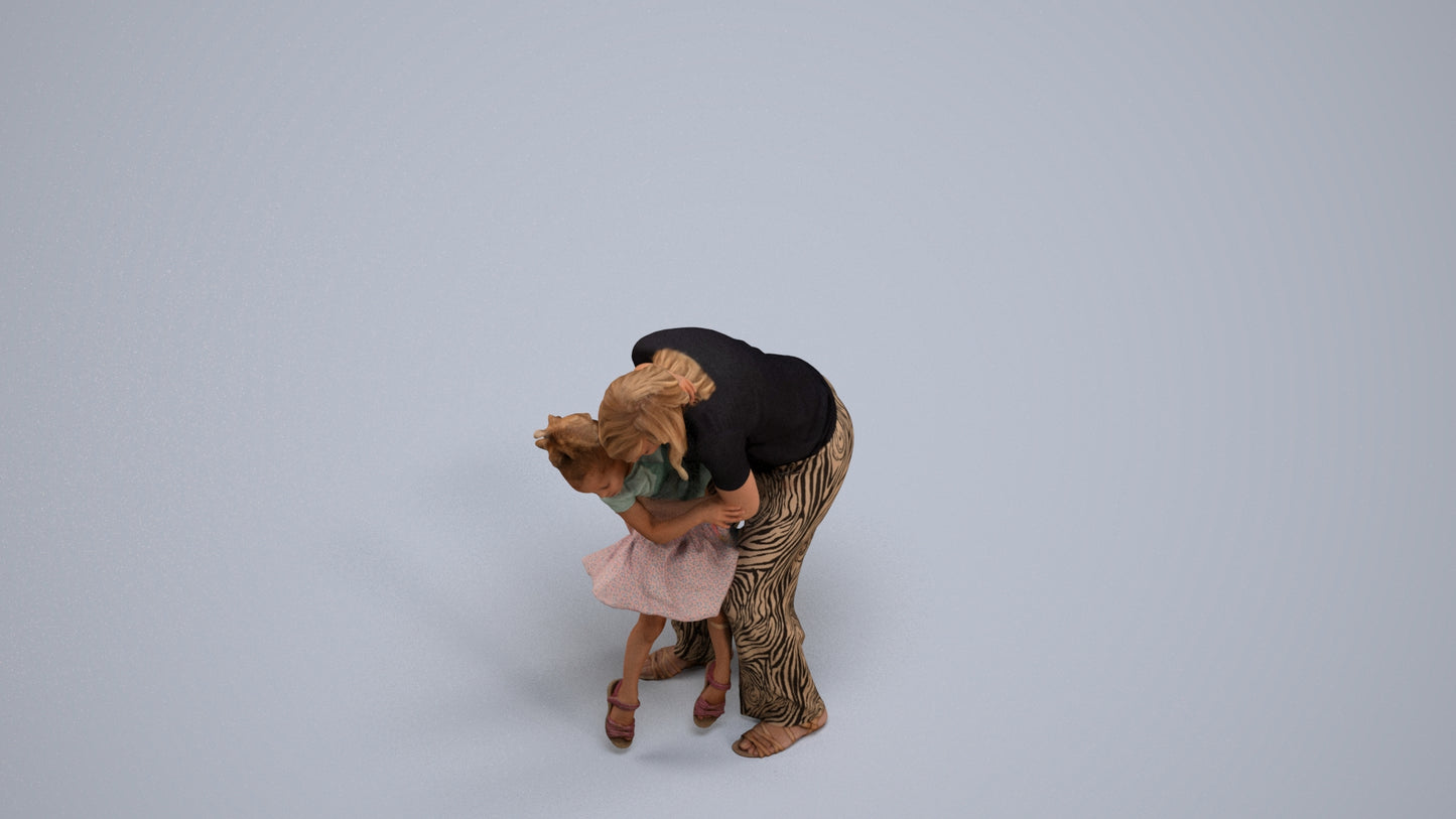 realistic 3D people girl casual kids, render-ready for V-Ray and Corona, FBX OBJ, back view render