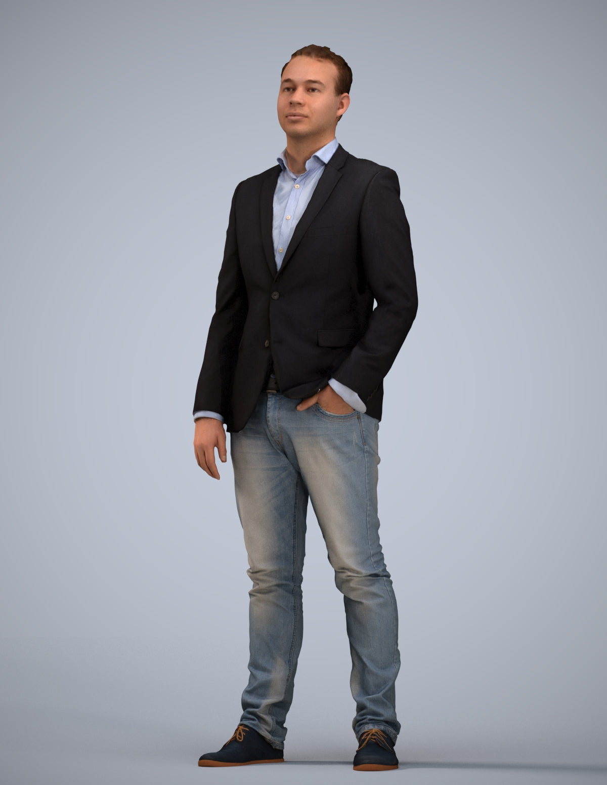 3D people model man business, scanned human for 3ds Max rendering